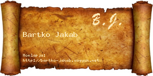 Bartko Jakab névjegykártya